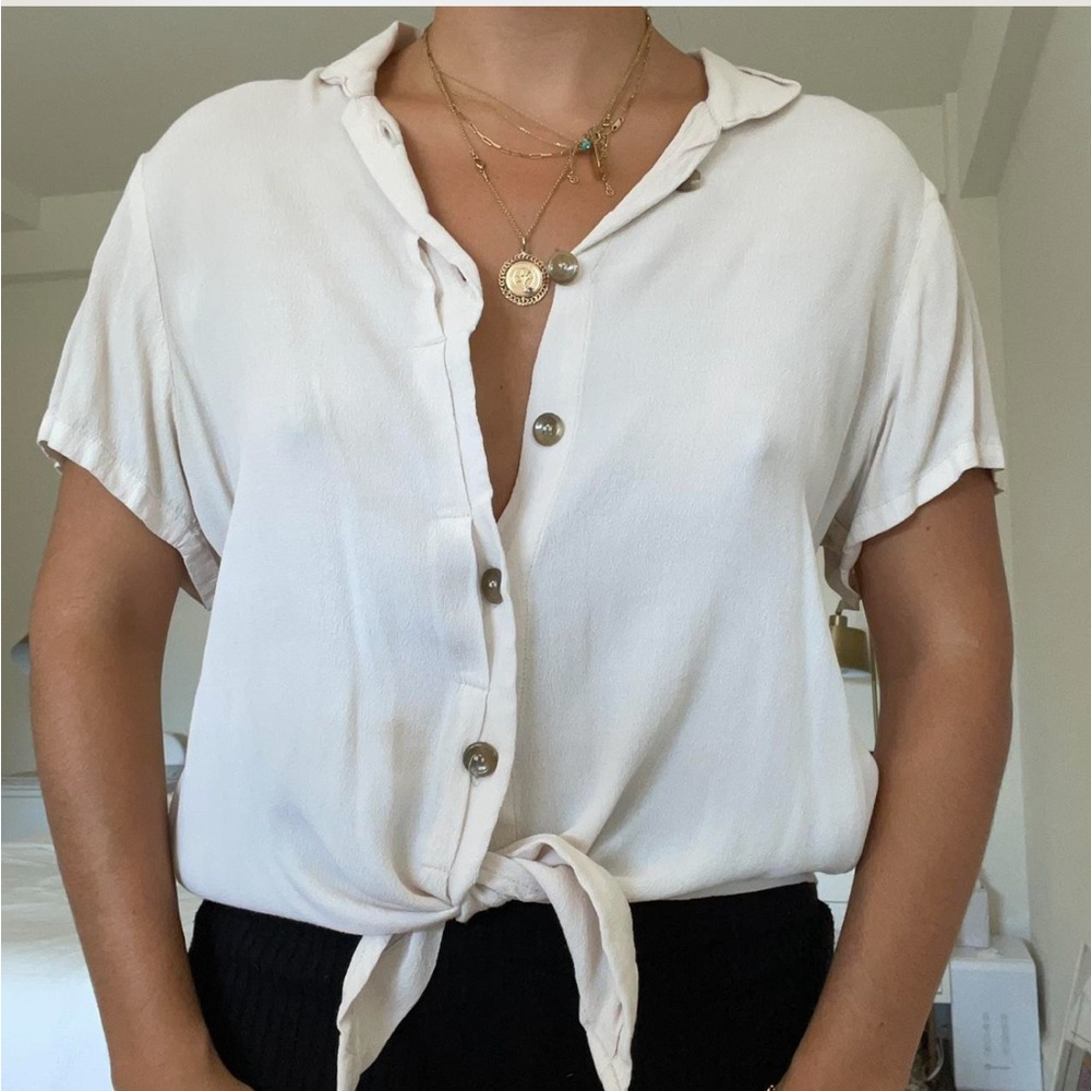 Faithfull the Brand Cream Collared Button Up Top